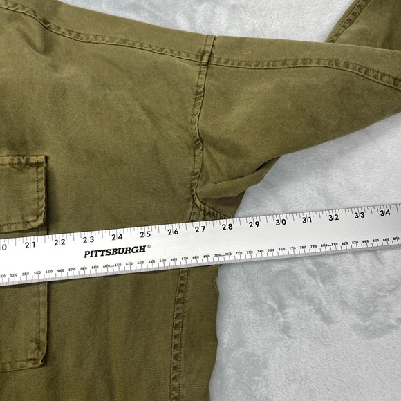 Lucky Brand Jacket Womens Large Green Utility Pocket Hooded Button Inside Zip - Picture 9 of 10